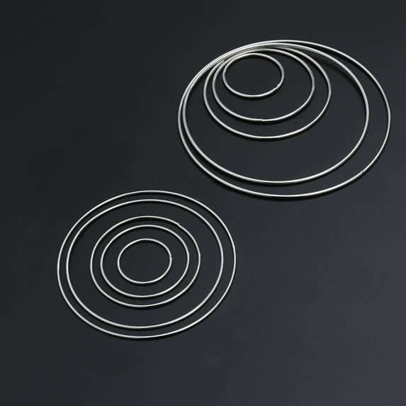 SOPOTUTU Macrame Rings Metal Simple Metal Ring 10Pcs Silver for Decorative Art