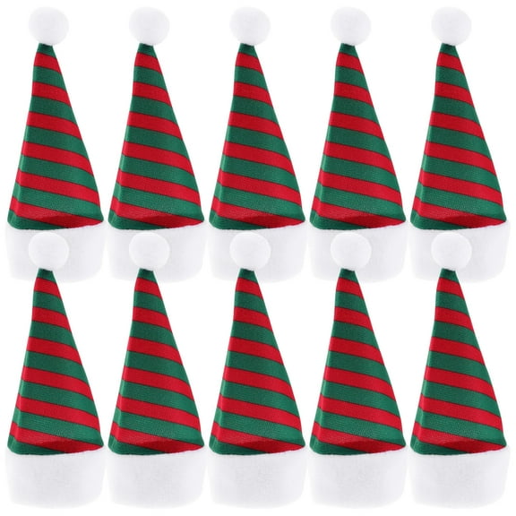 ORDDIART 10Pcs Mini Santa Hats Plush For Xmas Party Decoration And Christmas Dinner Decorations