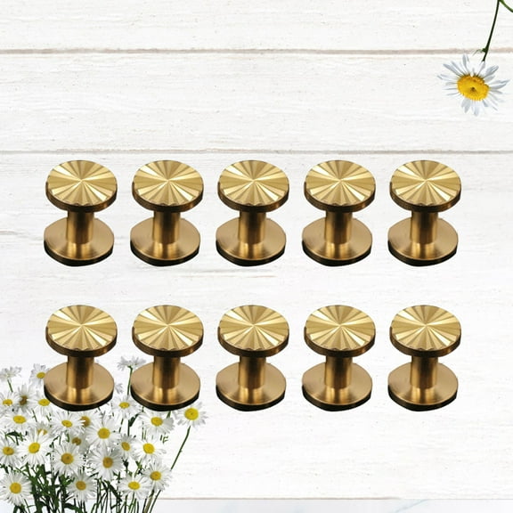 SOPOTUTU 10 Pcs Sunflower Brass Rivets for Belt , Golden Screw Fasteners for Craft