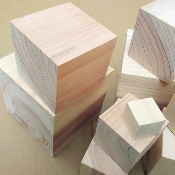 SOPOTUTU 10pcs Pine Wood Blocks Square Wooden Cubes for Crafts, Educational Use, and Projects
