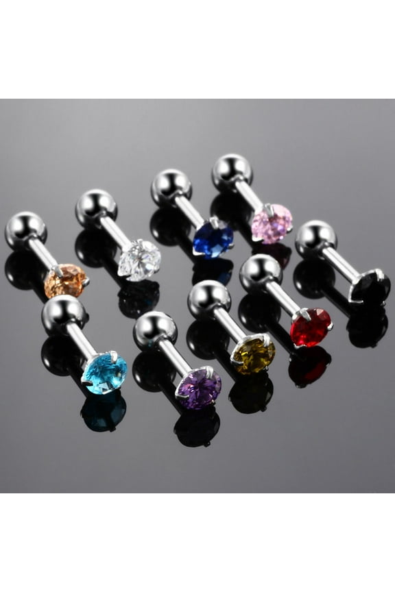 12Pcs Stainless Steel Ear Assorted Colors for Multiple Piercings Daily Wear Round Earrings
