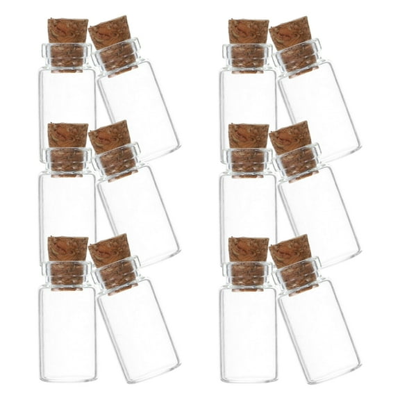 SOPOTUTU Set of 12 Small Glass Jars with Wooden Cork Lids for Storage, Craft, Decoration, and Organization
