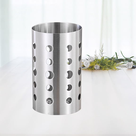 ORDDIART 1Pack 304 Stainless Steel Tableware Holder Cylindrical Silver for Cutlery Container and Kitchen Organization