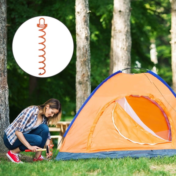 ORDDIART 1Pack 43X7CM Orange Iron Spiral Stake for Backyard and Beach Camping Tent Fastening Nail