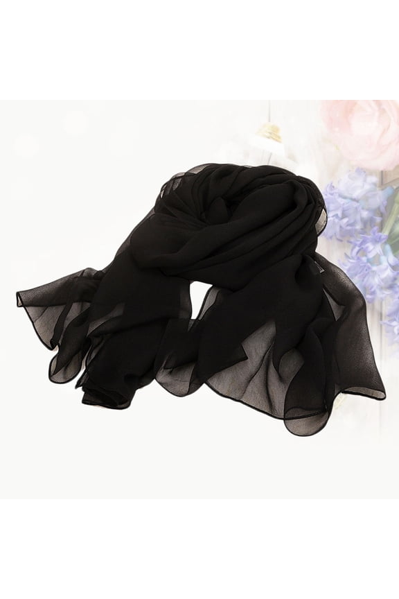 Black Dual Scarf Sunscreen Shawl, Lightweight Color Wrap for Beach, Travel, Outdoor Events and Parties