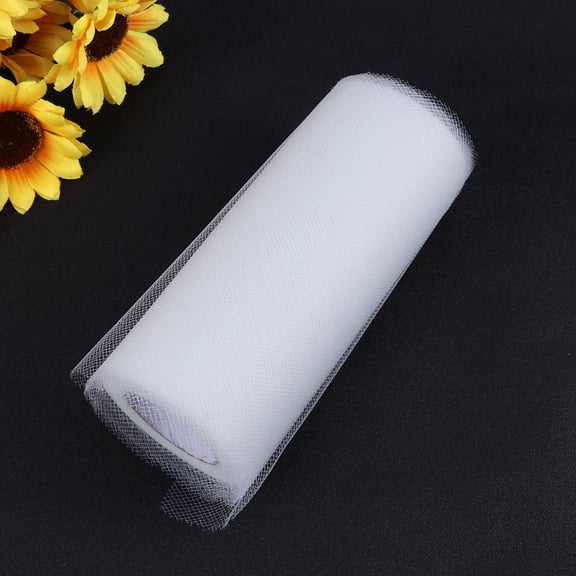 ORDDIART 1Pack Tulle Fabric Yard for Wedding Tulle Fabric Rolls 6 Inches X 25 Yards White Polyester
