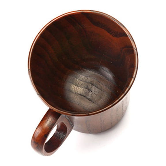 SOPOTUTU 1Pc Brown Wood Drinking Cup Sturdy Smooth Surface for Home Restaurant
