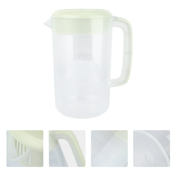 ORDDIART 1Pc Green Transparent Juice Cold Water Container With Lid Easy to Clean Large Capacity 27x20x16cm 4000ml PP