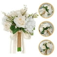 thumbnail image 1 of ORDDIART 1Pcs Bridal Bouquet Artificial Flower Arrangements White Round Silk Cloth Plastic Table Centerpiece, 1 of 8