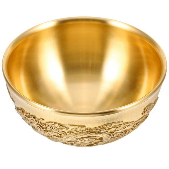 ORDDIART 1Pcs Golden Brass Bowl for Wealth and Storage