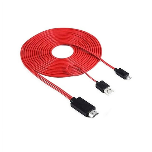 SOPOTUTU Red Adapter Cable Micro USB to TV for High Definition Video Streaming
