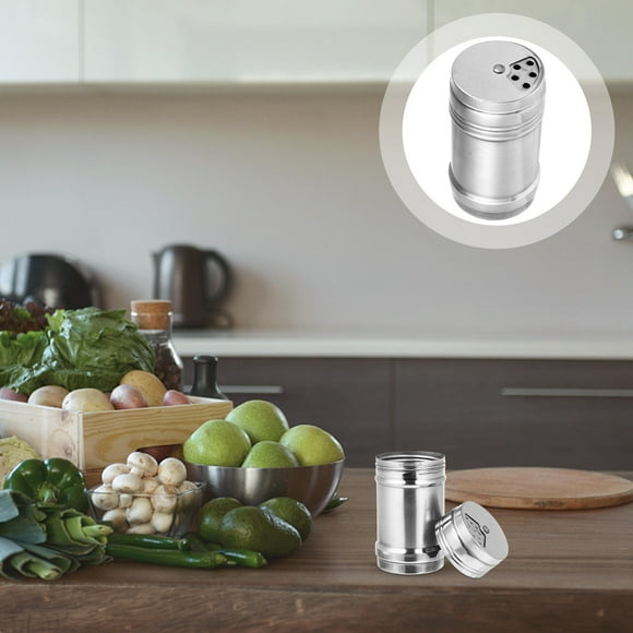 ORDDIART 1Pcs Rotatable Seasoning Shaker Bottle Cylindrical for Outdoor Barbecue and Food Preparation in Silver