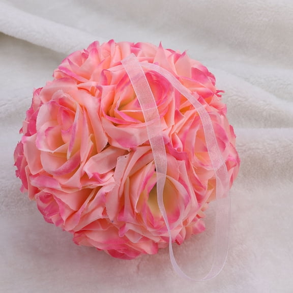 ORDDIART 1Pcs Round Rose Flower Ball Deep Pink Silk Cloth For Bridal And Couples Decor