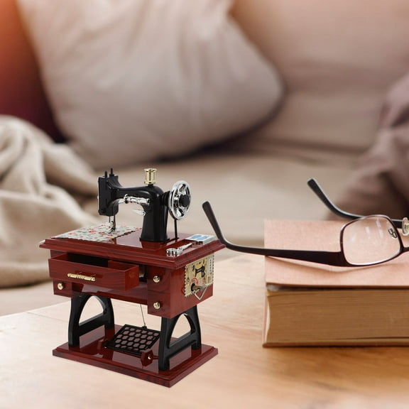 ORDDIART 1Pcs Sewing Machine For Kids 20x9.5x17cm In Brown Color For Home Decoration And present