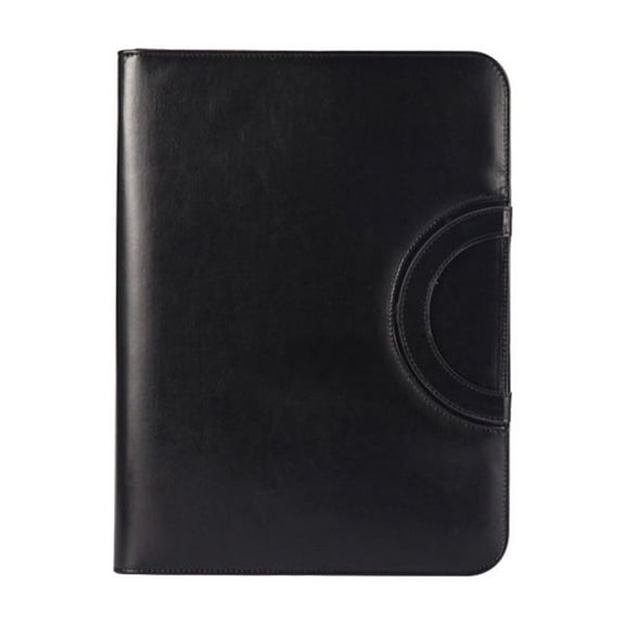 ORDDIART 1Set Black Pu Leather Portfolio with Zipper for Business Meetings Office Work Professional Binder