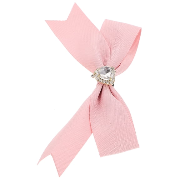 ORDDIART 1Set Bow Ribbon Hair Clip Pink Leather Crystal For Women Daily Life Use