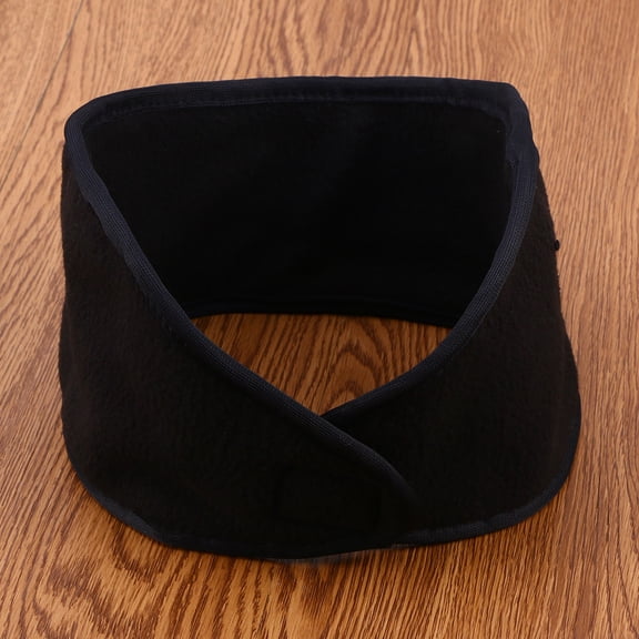SOPOTUTU Black Double Layer Fleece Headband with Elastic and Ponytail Hole, Warm Sports Hairband for Women and Girls