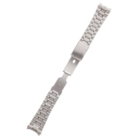 SOPOTUTU 24mm Stainless Steel Watch Band with Curved End Clasp Replacement Strap for Men and Women