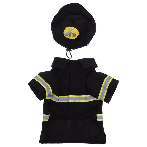 ORDDIART 1Set Pet Dog Clothes Firefighter Uniform Shape Black Performance Costume Comfortable Material