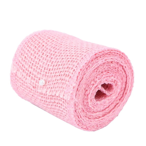 SOPOTUTU Natural Pink Burlap Ribbon Roll for Wrapping and Wreath Making