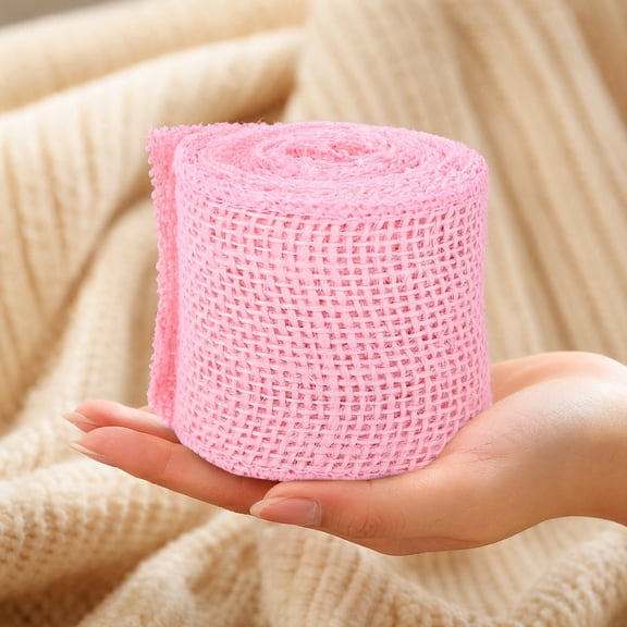 SOPOTUTU Natural Pink Burlap Ribbon Roll for Wrapping and Wreath Making