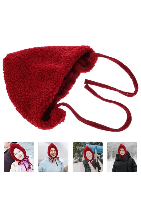 1Set Red Berber Fleece Warm Beanie Hat for Women City Strolls