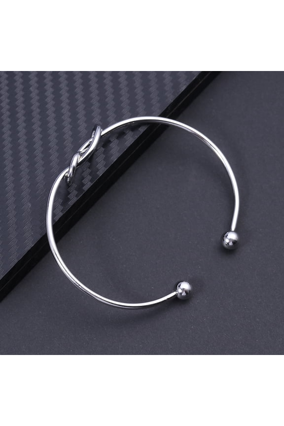 1Set Silver Metal Cuff Bracelet Adjustable Wrist Ornament for Women Mother's Day present