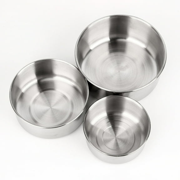 ORDDIART 1Set Silver Round Pet Feeding Bowl for Parrot Dishes for Cage 5.5x5.5in