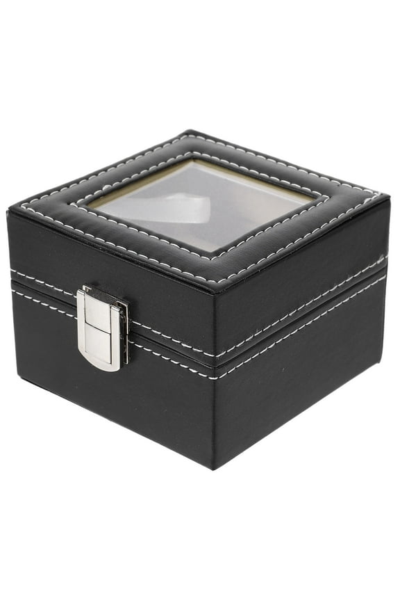 2 Grids Watch Box for Men 4.3x4.3x3.1in with Dust and Security