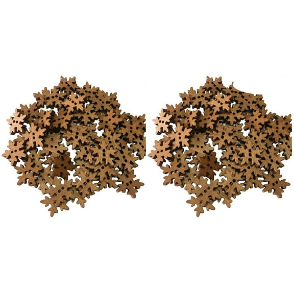 ORDDIART 200Pcs Mini Wooden Snowflake Buttons, 18mm DIY Scrapbooking Craft Supply
