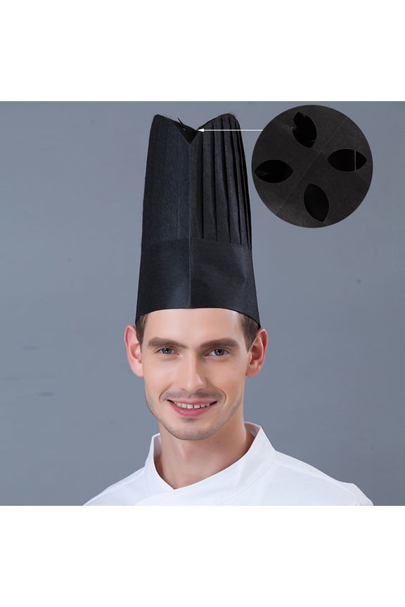 20Pcs Black Chef Cap Paper Hats for Adult Bakers Comfortable to Wear