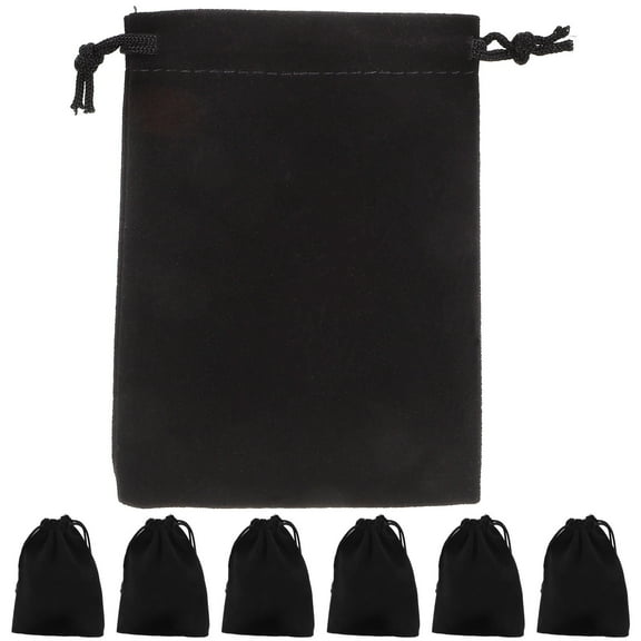 ORDDIART 20Pcs Black Flannel Small Drawstring Pouches for Jewelry and Earphones