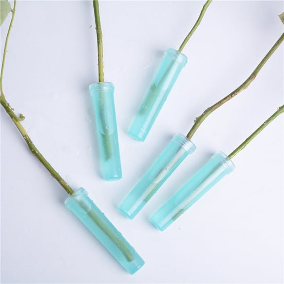 ORDDIART 20Pcs Sky Blue Plastic Floral Water Tubes for Test Tube Flower Vases 1.6x0.7x0.7in