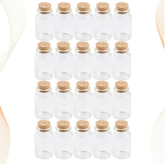 SOPOTUTU Set of 20 Small Glass Spell Jars and Wishing Bottles for Home Decor, Craft Storage, and Snack Containers
