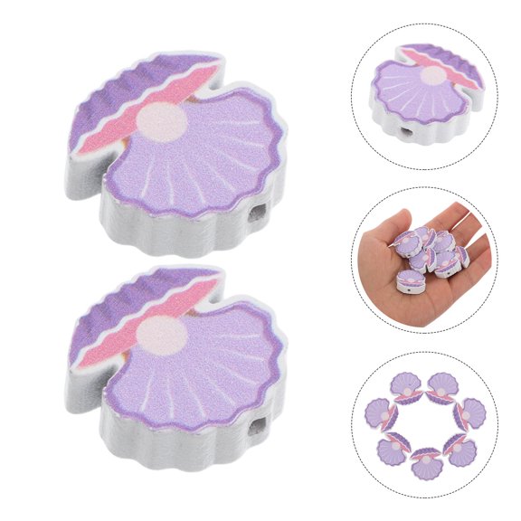 ORDDIART 20pcs Spring Wood Bead Loose Spacer Bead Purple For Garland Decoration