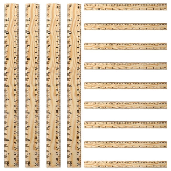 SOPOTUTU 26-Piece Wooden Ruler Set Chocolate Color for Tailoring Sewing Measuring Tools
