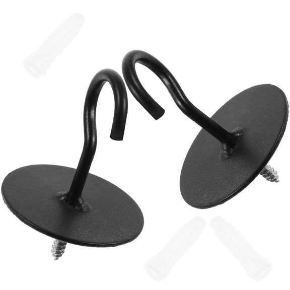 SOPOTUTU Heavy Duty Iron Hooks Black Stable for Interior Exterior 2Pcs