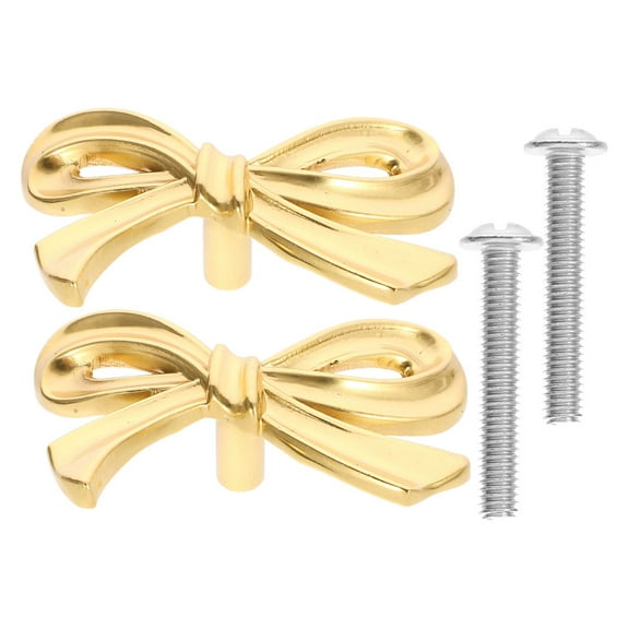 ORDDIART 2Pcs Golden Bow Knot Knobs for DIY Projects 7.0x5.0x2.3in