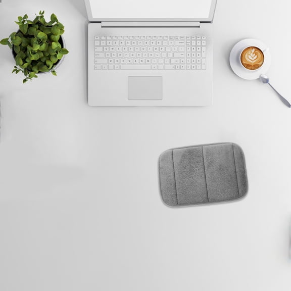 ORDDIART 2Pcs Grey Memory Foam Mouse Pad Set for Home Office Desk, Non Slip Bottom, Coral Fleece Sponge