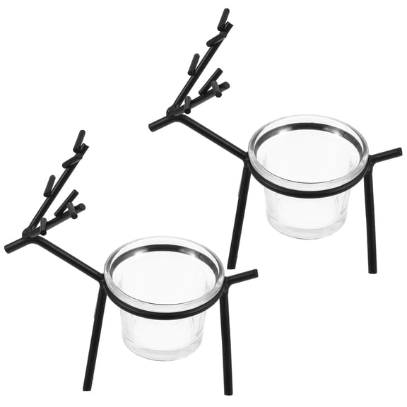ORDDIART 2Pcs Iron Candlestick Holder Deer Head Shape .8X4.7X2.6In Home