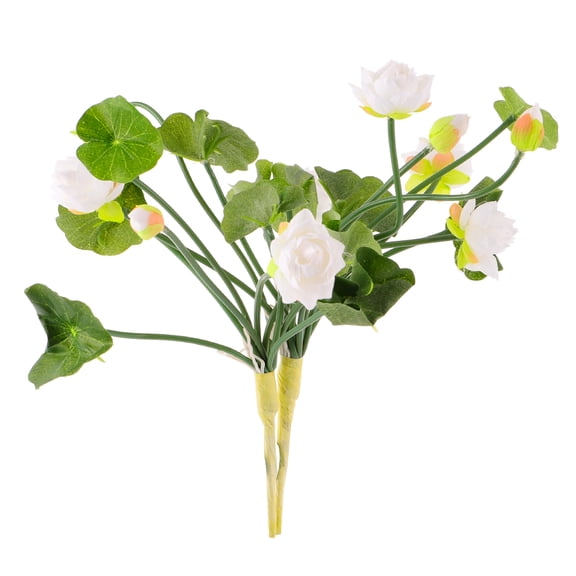 ORDDIART 2Pcs Mini White Plastic Simulation Lotus Shape Flower for Home Owners Office Workers Decor 12.6x1.97x1.97in