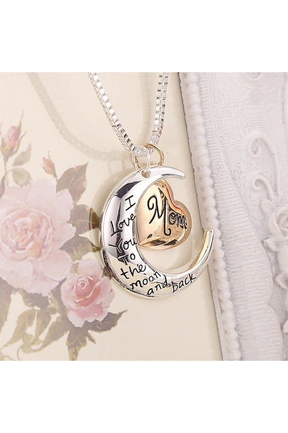 Creative Moon and Heart Necklace Multi Color Jewelry for Daily Wear 2Pcs