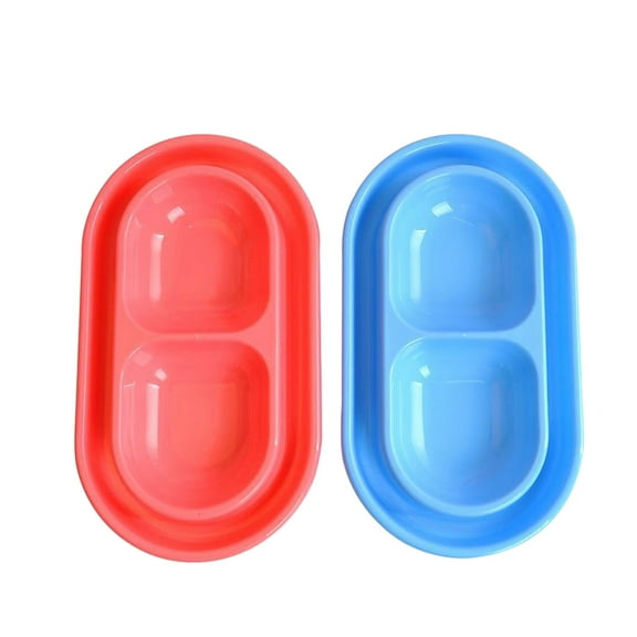 ORDDIART 2Pcs Pet Feeder Simple Design Plastic Dog Food Bowl for Pets with Double Bowl Feeder Comfortable Feeding