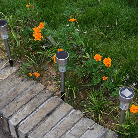 SOPOTUTU Solar LED Tube Lights Outdoor Multi-Color Stainless Steel, 2-Pack Weatherproof Garden Pathway Lighting