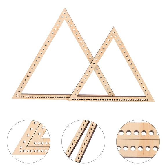 ORDDIART 2-Pack Triangle Weaving Frames in Khaki Wood for Knitting, Crafting, Teaching, and Handicraft Development Tools