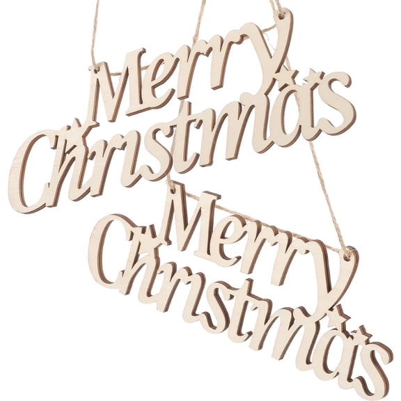 ORDDIART 2Pcs Wooden Christmas Door Signs Beige Merry Christmas Indoor Home Decor