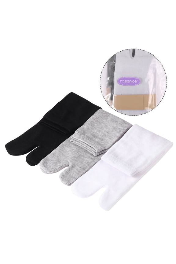 3Pairs Cotton Toe Socks for Women and Men Sweat Absorption Disconnect Big Toe Elastic Casual