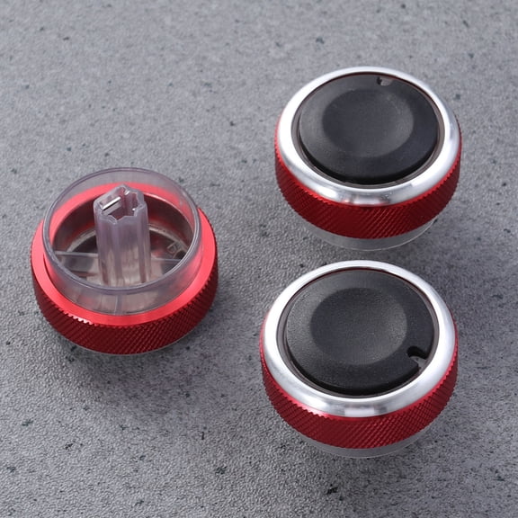 ORDDIART 3Pcs Air Conditioner Knob Replacement for Focus 2 Focus 3 Mondeo 2005-2014 1.5in Red Round Aluminum Alloy