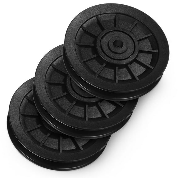 ORDDIART 3Pcs Black Round Pulley For Weights Gym Equipment Accessory 4.1In