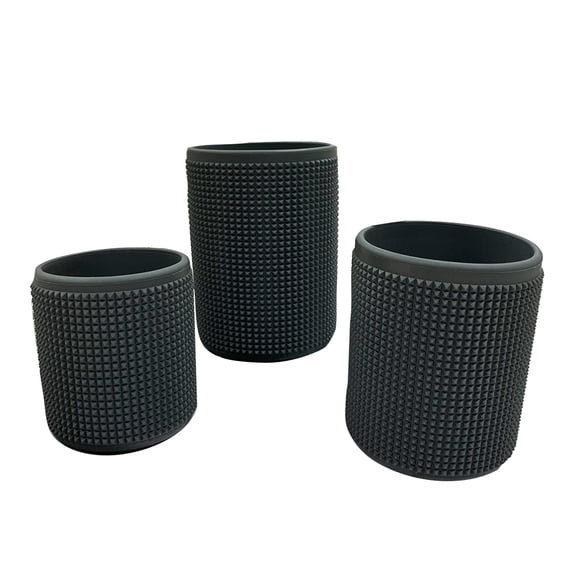ORDDIART 3-Pack Silicone Cup Sleeves for Spill and Heat Safety, Dark Grey Reusable Drink Holder